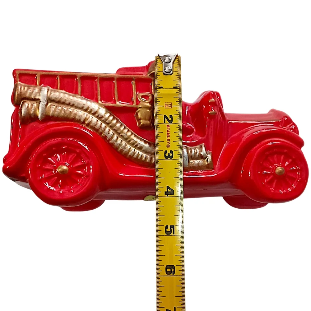 Vintage Fire Truck Planter Ceramic Red Kids Room Firetruck Nursery Decor Storage